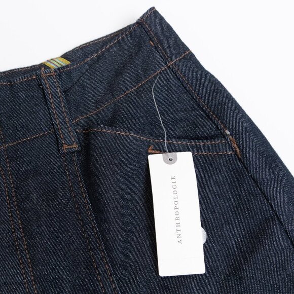 Anthropologie Maeve The Delaney Clean Seamed High Rise Wide Leg Jeans Dark Wash - Picture 7 of 14